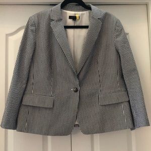 Ann Taylor Blue & White Striped Suit (Seersucker)